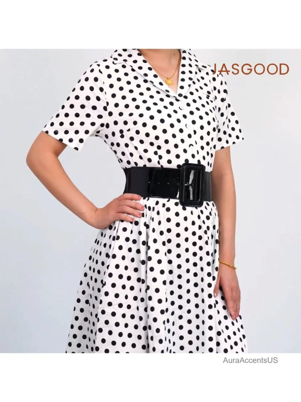 Wide Stretchy Elastic Waist Belt with Patent Square Buckle